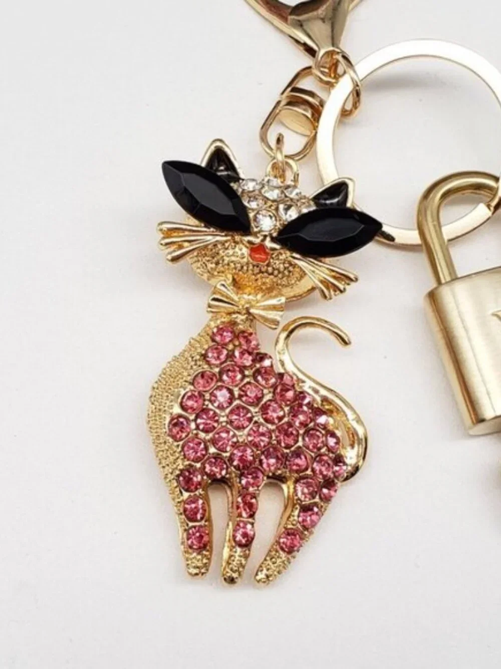 LV Authentic Gold Lock & Key 🔑 Luxury Bag Charm w/ Unbranded Keychain